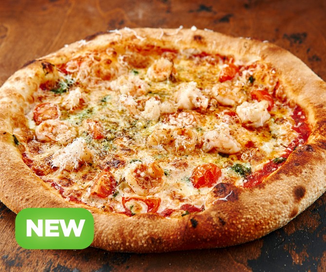 Пицца с креветками и соусом Песто (30 см)