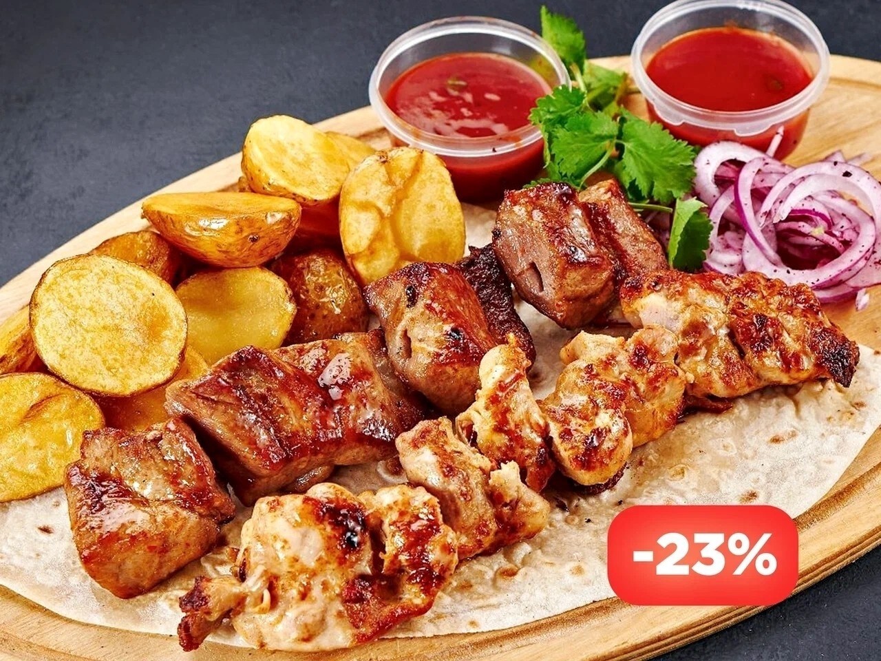 КОМБО Хочу шашлык на 2х Шашлык из свинины, Шашлык из курицы с молодым картофелем